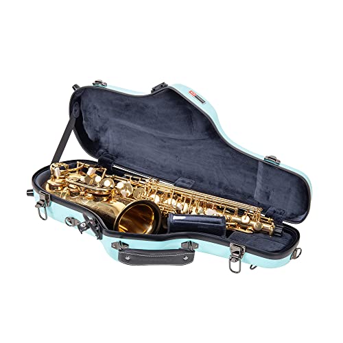 Crossrock Pro-Grade Alto Saxophone Case | Mint Blue Finish, TSA Lock, Elite Protection, Detachable...