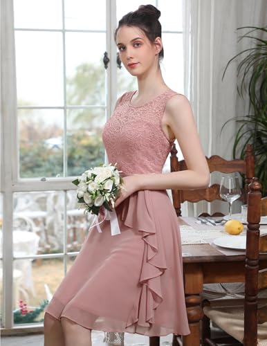 Image of BeryLove Womens Boat Neck A Line Sleeveless Lace Formal Homecoming Dress