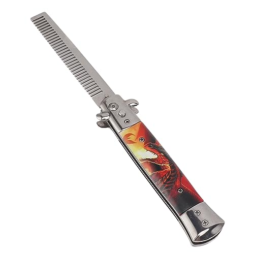 Switchblade Taschenkamm, Edelstahl Springmesser Kamm, Öl Haar Styling Spring Faltbarer Taschenkamm Friseur Federkamm aus Edelstahl klappbar tragbar Springmesserkamm für Zuhause, Salon, Reisen