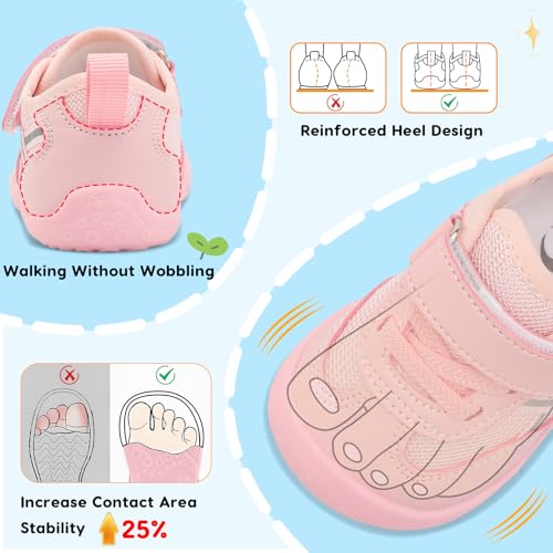 Image of Scurtain Baby Shoes Boy Girl First Walking Shoe Infant Crib Breathable Sneakers Lightweight Barefoot Shoes for Babies