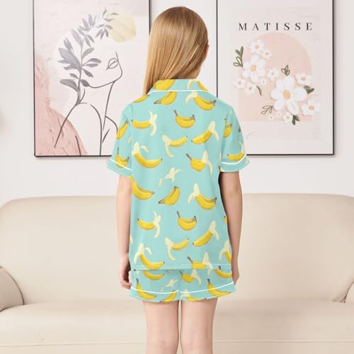 Delicious Cute Banana Summer Satin Pajama Set, Cute Button-Down Sleepwear Pj Set for Sleep Wears4