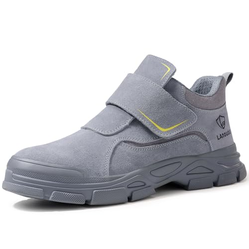 Image of GLANOUDUN Steel Toe Boots for Men, Welding Work Boots with Puncture-Resistant Midsole, High Top Hook and Loop Safety Footwear for Welding Workshop Construction Warehouse Factory