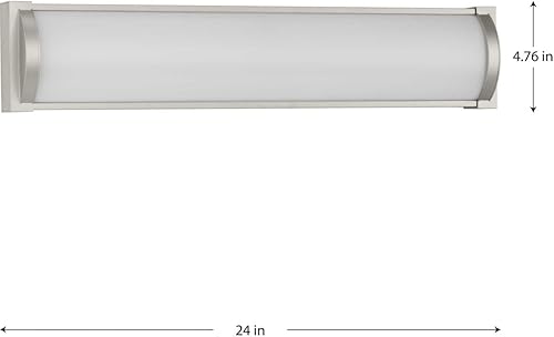 Miniatura 12 de Progress Lighting P300408-009-30 Barril Collection - Lámpara de tocador lineal LED integrada de 24 pulgadas de níquel cepillado con difusor acrílico