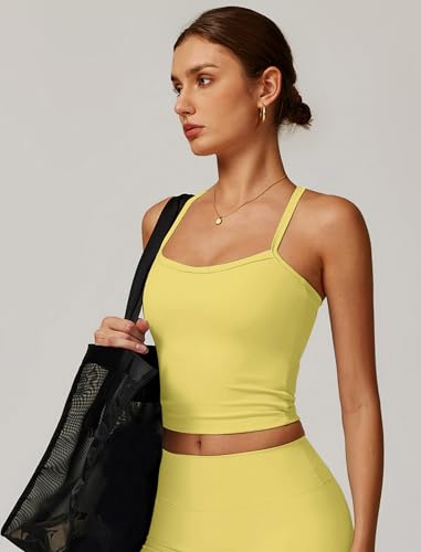 Image of QBGJTD Womens Longline Sports Bras Cross Back Active Gym Yoga Padded Workout Crop Tank Top with Built in Bra