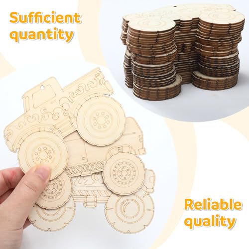 Simgoing YYW-SIMGOING-1130 36 Pcs Monster Truck Cutouts Crafts Unfinished Wood Monster Truck Cutouts Vehicles Cutouts To Paint Diy Blank Truck Crafts thumb #2