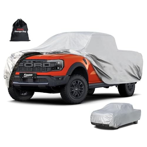 Kayme Mid-Size Truck Cover Waterproof All Weather, Heavy Duty Outdoor Midsize Pickup Cover Sun Rain Protection, Universal Fit Ford Ranger Chevy Colora