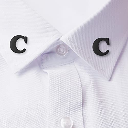 Image of HONEY BEAR Initial Alphabet Letter Lapel Pins Collar Badge Brooches for Mens /Womens Shirt Dress Decoration Black