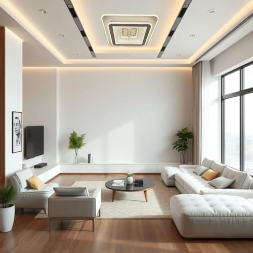 Image of Metal Chandelier 48W Lighting Colours 3 in1 Center Light Ceiling Chandelier Lamp Light for Beautiful Home & Dining Living Room Office (48 Watt,20x20 Inch) (Square) with Remote Control