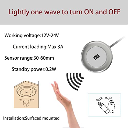 Image of VST Motion Sensor Light Switch IR Handwave Sensor Switch Door Switch for Closet Light LED Strip Light and Under Cabinet lightingt with 12V JST Male and Female Connector 3 Pack(DC12 /24V 3A) | Motion Sensor Light Switch for Closet Light LED Strip Light ON /OFF. No dimmer, with 12V JST Male and Female Connector