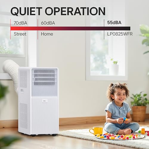 Image of LG 8000 BTU (DOE) / (11000 ASHRAE) Portable Air Conditioner Cools 350 Sqft Easy Install, Remote Control, LCD Display, Washable Filter Eco-friendly AC Unit, White LP0825WFR