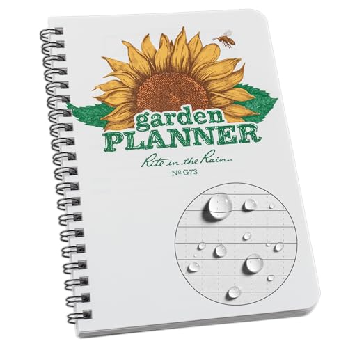 Rite in the Rain Weatherproof Garden Planner, 4.625” x 7”, Side-Spiral, White (No. G73)