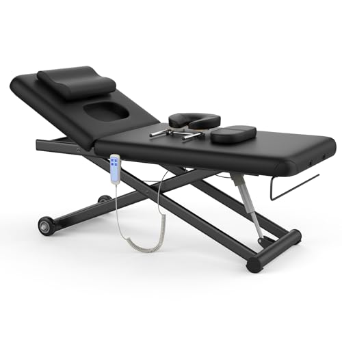 Image of Dolonm Electric Massage Table, Heavy Duty Electric Lift and Electric Backrest 2 Motor Adjustable for Treatment /Medical Spa /Facial Bed /Beauty Bed /Massage Bed and More - 31.2 Wide x 75 Long, Black
