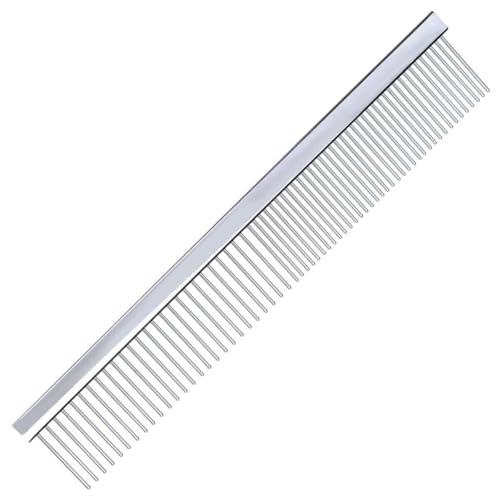 GROOM PROFESSIONAL Fine/Coarse Chrome Dog Comb 19cm - Professional Pet Grooming Comb - s - Pet Hair Comb - Widely Used By Groomers - 19cm Long with 3cm Long Teeth