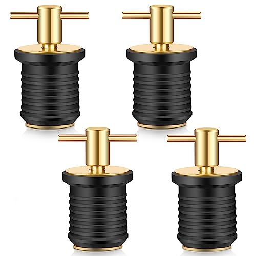 Linkstyle-4-PCS-Brass-T-Handle-Drain-Plug-Marine-Boat-Drain-Plugs-for-1-Inch-Diameter-Drains-Locks-Twist-Turn-and-Seal-Design-Rubber-Plugs-T-Handle-Drain-Plug-for-Yachts-Kayaks