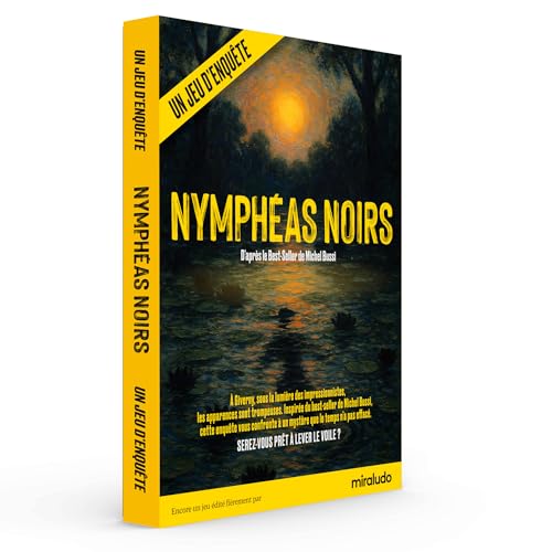 MIRALUDO Nymphéas Noirs : l’enquête – Jeu de société | Jeu d’enquête et de stratégie | Jeu immersif | 2-6 Joueurs | 2-4 Heures | Inspiré du Polar de Michel Bussi