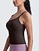 CRZ YOGA Seamless Womens U Neck Longline Sports Bra - Thin Strap Padded Workout Crop Tank Ribbed Open Back Yoga Camisole Top Hot Fudge Brown Large