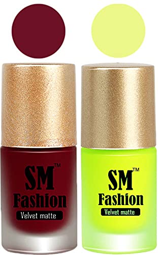 Image of Nail Polishes, Ruby Pink -Neon Velvet Matte Nail Paint Combo Set of 2 Pcs 7ml each