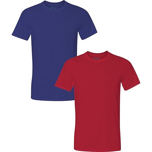 Gildan Men's Moisture Wicking Polyester Performance T-Shirt, 2-Pack Purple/Red