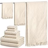 6 Pack Boho Bath Towels Set 100% Cotton Luxury Decorative Towels for Bathroom 2 Bath Cloth 2 Hand...