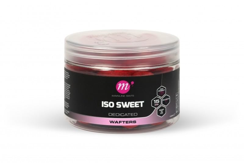 Mainline Baits ISO Sweet Wafters 15mm | Carp Fishing Baits | Wafters for ‘Critically-Balanced’ Slow Sinking Hookbaits | Perfect for Spinner, German Rigs, in PVA Bags or Over Loose Feed | 150ml Tub