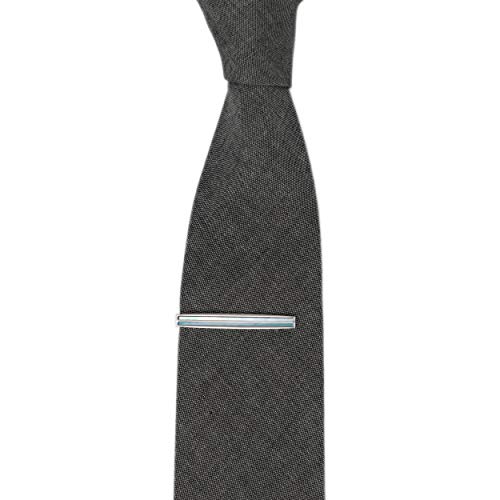 Silver Tone Dual Blue Mother of Pearl Stone Tie Clip With Gift Box2