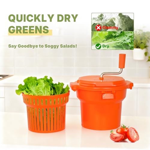 Hakka Commercial Salad Spinner, 6 Gallon/25 L Manual Salad Dryer Jumbo Lettuce Spinner Lettuce Dryer with Silicone Anti-Slip Mat & Draining Hose - Dries up to 7 Heads of Lettuce by HAKKA FOOD PROCESSING - Used condition - Image 6