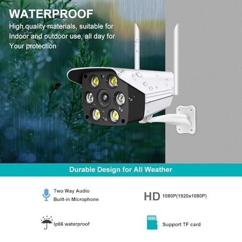 Image of TP PLUS 3MP Full HD Smart Wi-Fi CCTV Home Security Camera 360 with Pan Tilt Bulb Camera View & Talk 128GB SD Card Support (Not Included) Perfect for Office Monitoring (Bullet Camera)