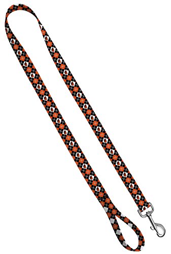 Image of Leash 1 inch x 6', Oregon State - Orange Black Argyle
