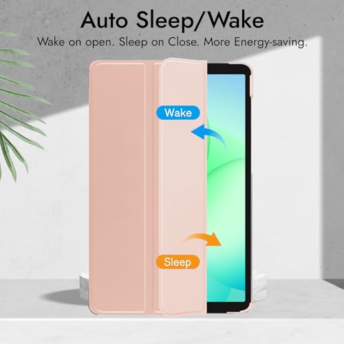 Image of Robustrion Cover for Samsung Galaxy Tab A11 Plus Cover Case 11 inch, Flip Cover Case for Samsung Galaxy Tab A11 Plus Cover /Tab A11+ Tablet Cover with Translucent Back - Rose Gold