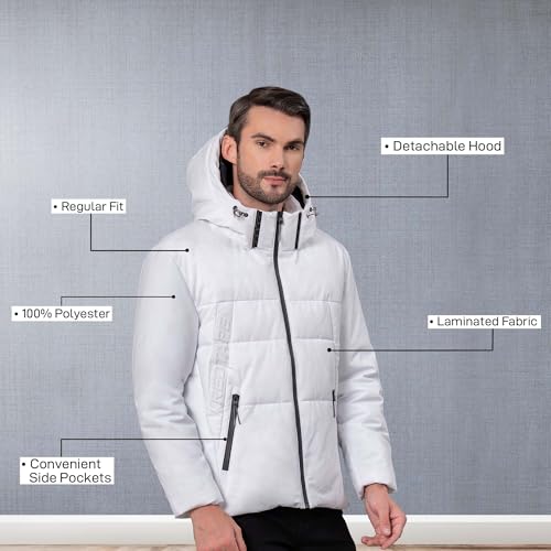 Image of Red Tape Polyester Hooded Standard Length Jacket For Men | Padded & Detachable Hood | Enhanced Comfort