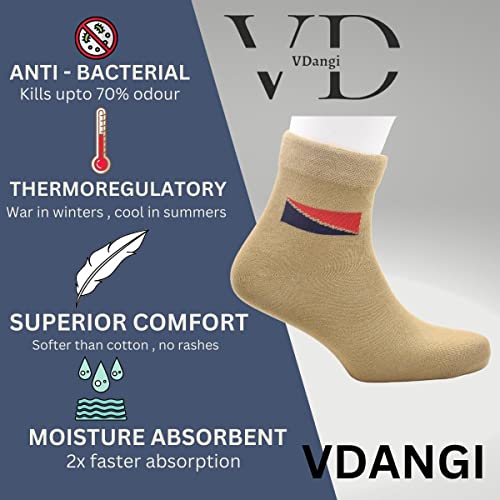Image of Police Khaki Uniform Socks For Men Women Ankle Length Comed Cotton Organic Trekking Durable Comfort Seamless Breathable Combo Free Size Pair Of 4