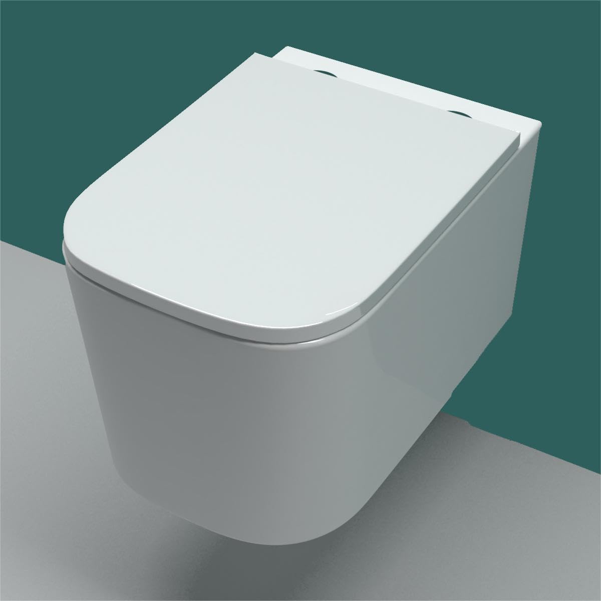 SKY Bathroom Rimless Wall Hung Toilet Pan WC and Soft Close Seat