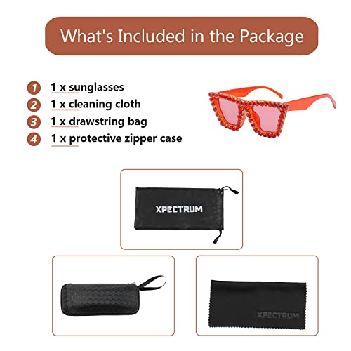 Image of Xpectrum Sparkly Diamond Sunglasses Bling Square Frame Festival Disco Rhinestone Accessories