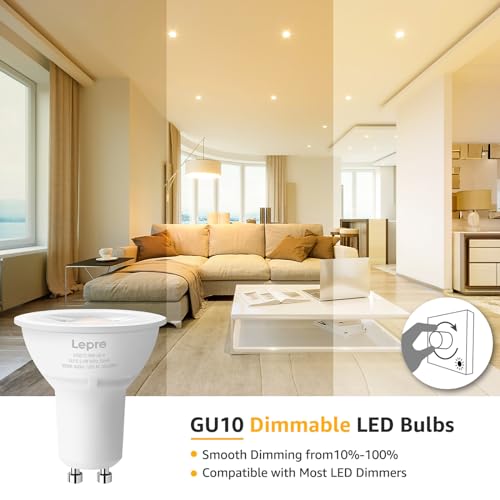 Lepro Dimmable GU10 LED Bulb 5.5W 3000K Soft Warm Light, 6 Pack for Recessed and Track Lighting