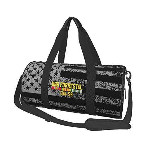Uss Forrestal Cva-59 With Vietnam Service Ribbons Travel Luggage Rolling Duffel Bag Sports Foldable Duffel Bag, American Flag #TOP9