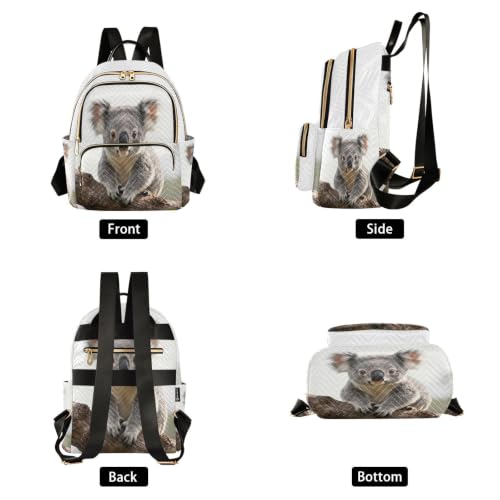 Sac à dos koala gris imprimé en polyester léger de grande capacité
