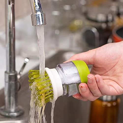 Palm Scrub Refillable Soap Dispensing Cleaning Washing Up Kitchen Brush with Storage Stand Holder, Grey - Image 6