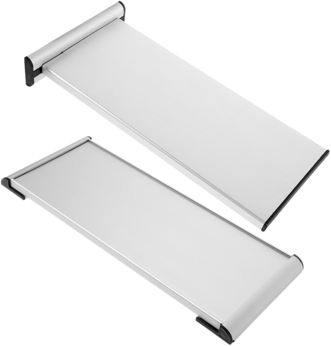 GANAZONO Wall Door Name Plate Holder Silver Aluminum 2pcs with Double Sided and Single Sided 12x28 Slots, Versatile Office Door Sign Aluminum Alloy for Meeting Room and Business Use