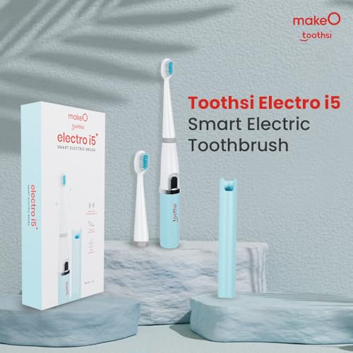 Image of Toothsi Electro Sonic Electric Toothbrush | Smart Electric Toothbrush for Men & Women | with 6 Modes & 5 Brush Heads | IPX 7 Waterproof | Rechargeable | Oral Care (Blue, i5)