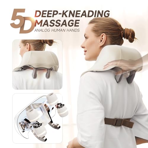 FlaoAito Neck Massager for Pain Relief Deep Tissue,5D Kneading Massage Pillow for Neck, Back, Shoulder with Heat, Gifts for Women Men Mom Dad