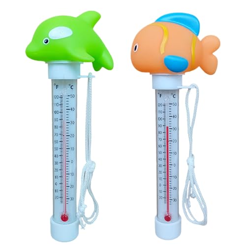 2 Pezzi Termometro Piscina, Termometro Galleggiante per Piscina, Floating Termometri con Filo, Termometros Acquario, per Spa Esterni/Interni, Piscine, Vasche e Acquari