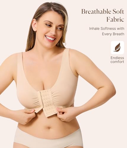 BRABIC Front Closure Post Surgery Minimizer Bras for Women Full Coverage Surgical Wireless Comfort Everyday Bras4