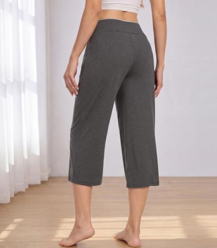 Image of WiWi Bamboo Viscose womens capri pants Wide Leg Pajama Super Soft Lounge knit Sleep shorts Cooling Pj Bottoms S-XXL
