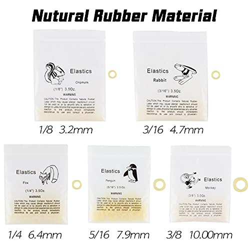 500 Pcs Orthodontic Elastic Rubber Bands, 3.5 Ounces Heavy Dental Rubber Traction Bands, Free Elastic Placer For Braces (1/8",Chipmunk) #TOP1