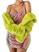 RAMOUG Womens Ladies Fashion Winter Cozy Faux Fur Short Jacket Wrap Coat Parka Outerwear Tops Light Green S