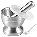Tera 18/8 Stainless Steel Mortar and Pestle with Brush,Pill Crusher,Spice Grinder,Herb Bowl,Pesto Powder