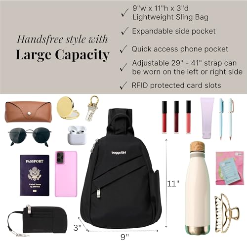 Baggallini Medium Sling Backpack - 9"x11" Lightweight Sling Bag with Convertible Adjustable Shoulder Strap4