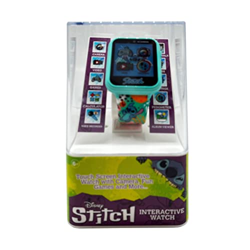Accutime-Disney-Lilo-and-Stitch-Interactive-Kids-smartwatch-in-Aqua-Color-with-Selfie-Camera-6-Games-10-Different-dial-Faces-and-Many-More