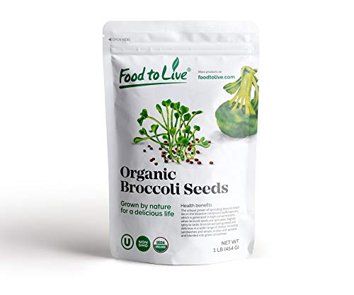 Food to Live Organic Broccoli Seeds for Sprouting, 1 Pound &ndash; Non-GMO, Vegan, Kosher, Sirtfood...