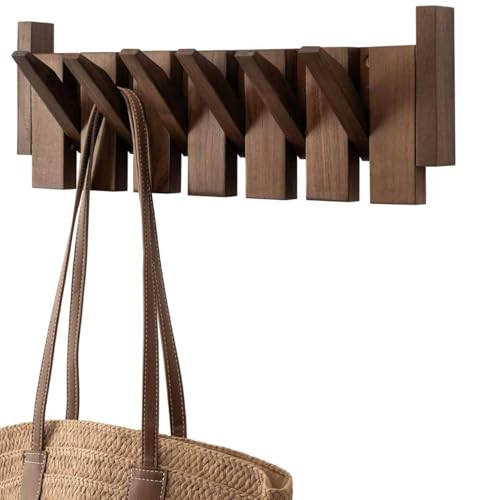 Wooden Coat Rack Wall Mount,Coat Hooks, Piano Coat Rack,Black Walnut